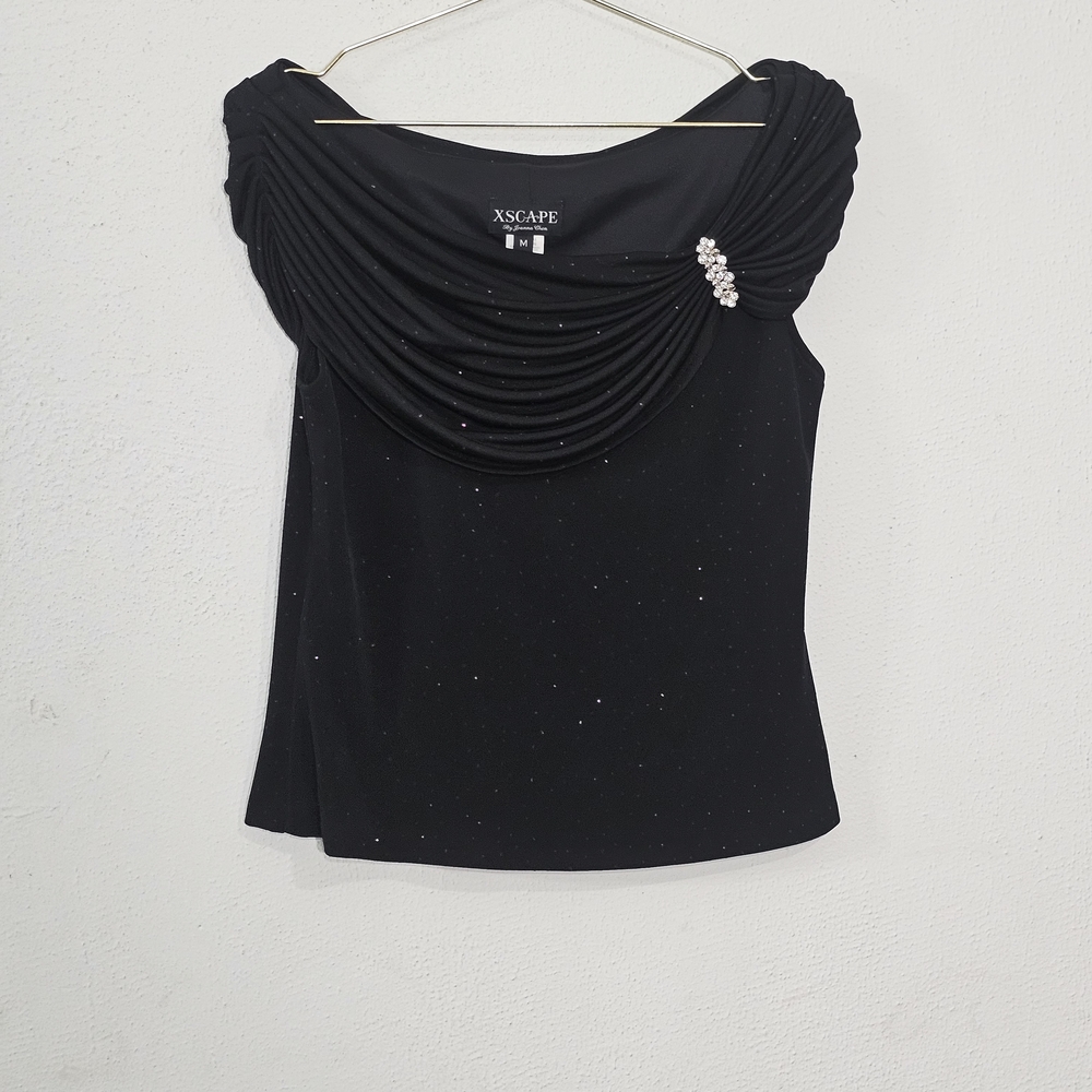 Xscape Black Off-Shoulder Blouse with Embellishment - Picture 4 of 15